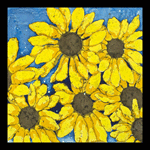Sunflowers  Watercolor Batik on Silk